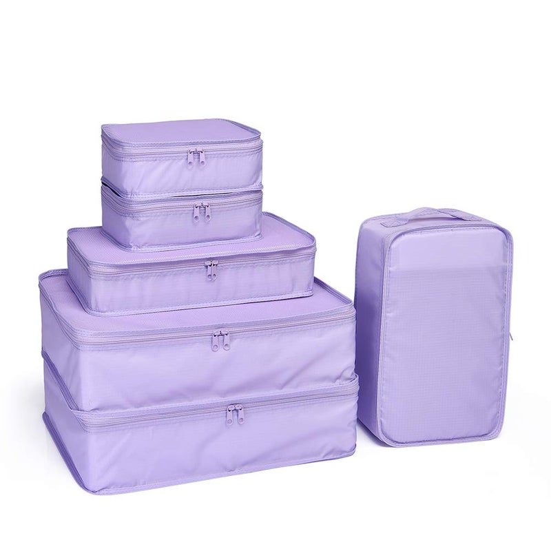 JJ POWER Travel Packing Cubes, Luggage Organizers with Shoe Bag (Purple) - Image 1